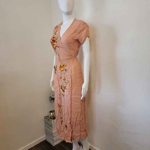 Miss Selfridge Embroidered Wrap Dress - Picture 2 of 8